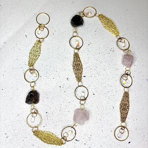 Raw Smoky Rose Quartz Gemstone Hanging Love Crystal Grounding Gold